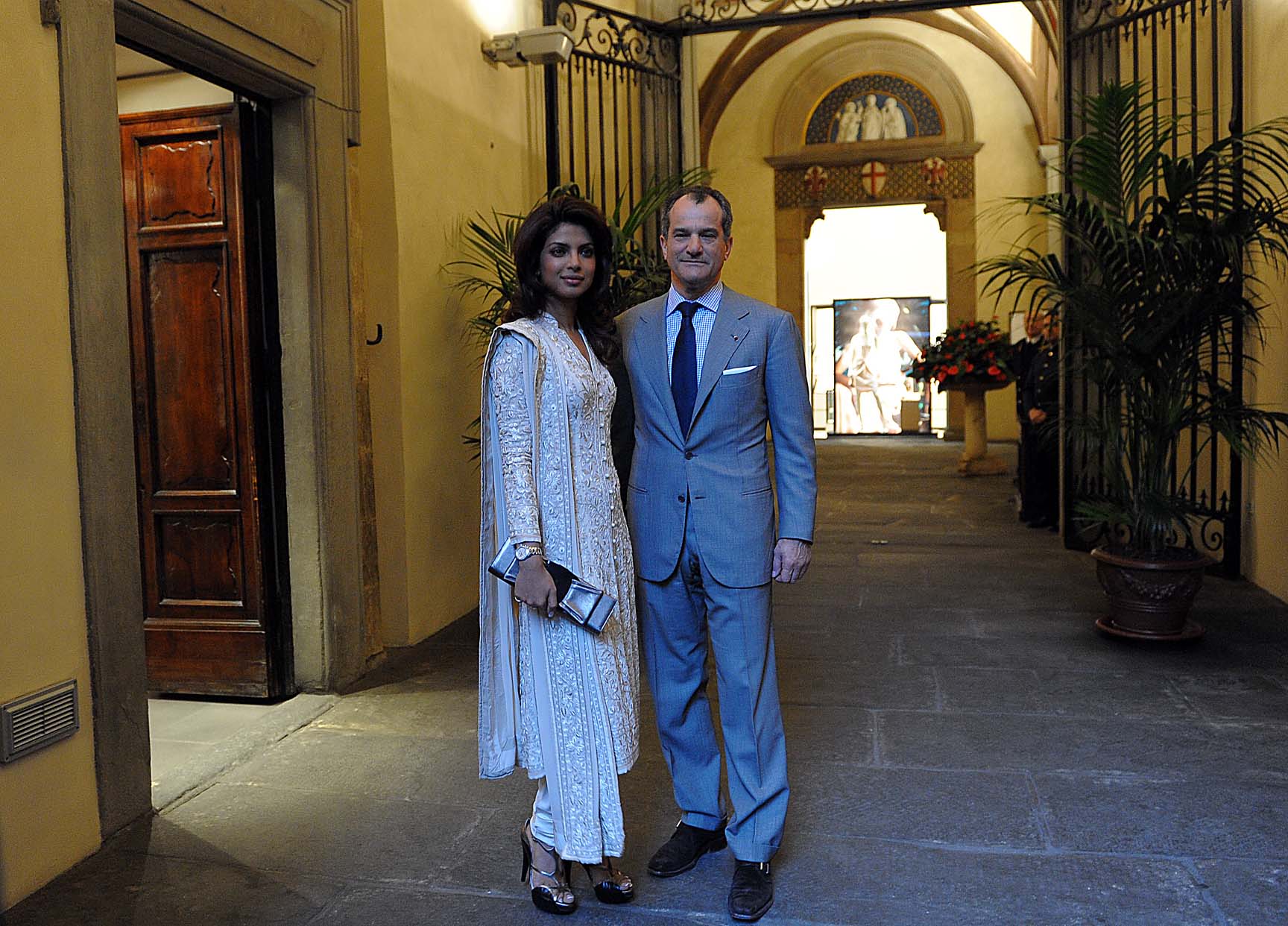 Priyanka Chopra & Leonardo Ferragamo at Palazzo Spini Feroni, Ferragamo headquarters in Florence (Photo courtesy | Salvatore Ferragamo)