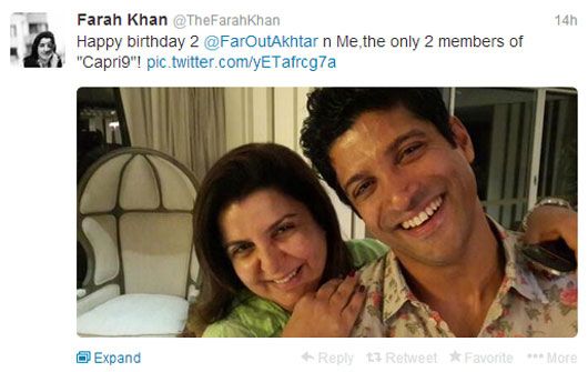 Farah Khan's tweet to cousin Farhan Akhtar