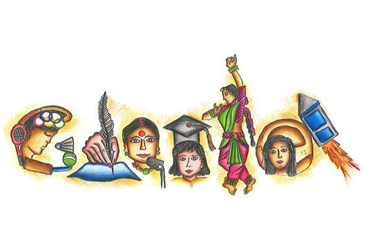 Google doodle designed by Vinni Malik, The Emerald Heights International School, Indore