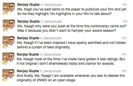 Sanjay Gupta and Reema Kagti’s War of Words!