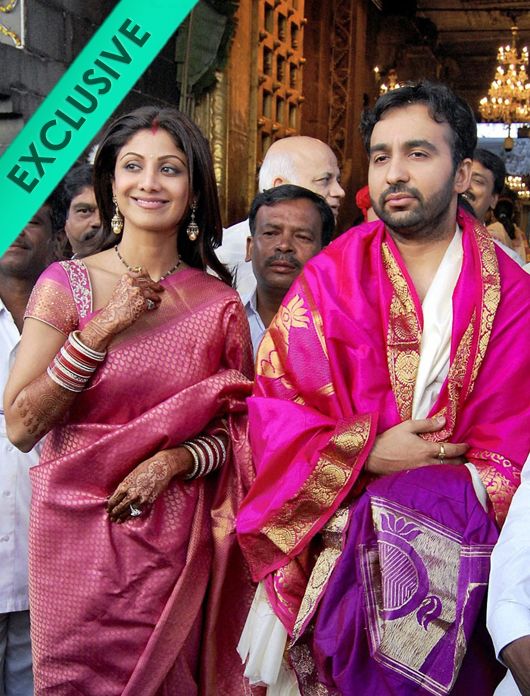 Shilpa Shetty and Raj Kundra at Tirupati after their marriage