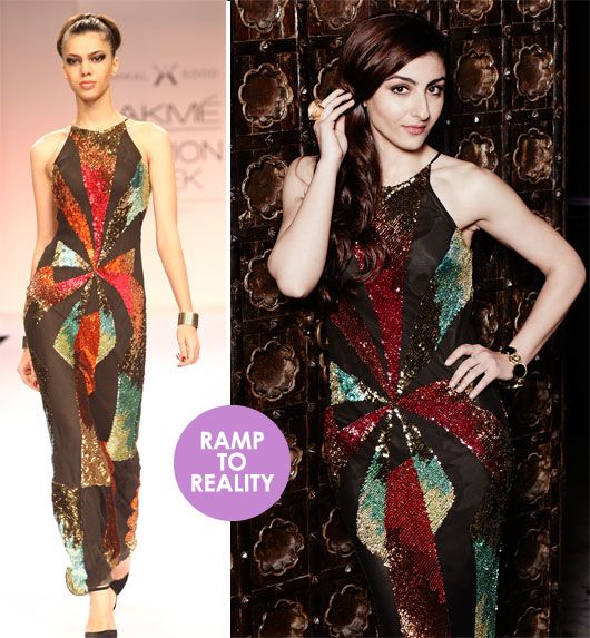 Ramp to Reality: Soha Ali Khan Sparkles in a Sexy Komal Sood Gown