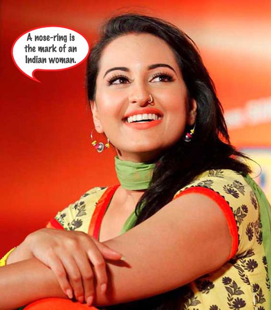 Actress Sonakshi Sinha Has a Nose for Accessories