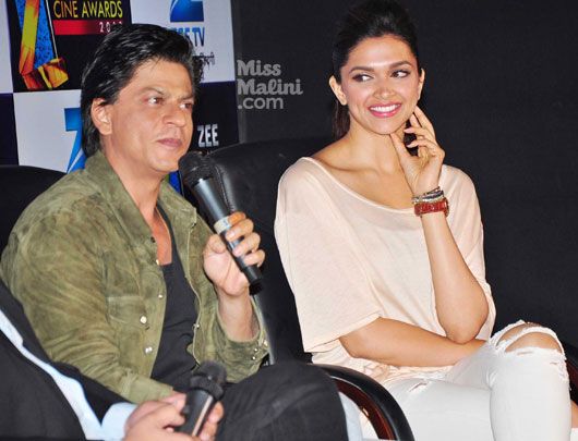Spotted: Deepika Padukone & Shah Rukh Khan at Zee Cine Awards Press Conference