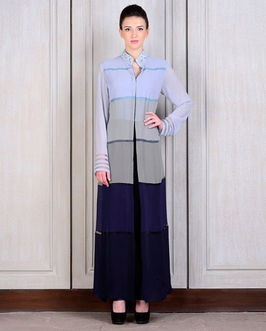 Ash grey and blue ombre tunic