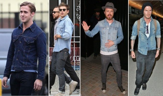Ryan Gosling, Zac Efron, Aaron Paul and David Beckham doing double denim