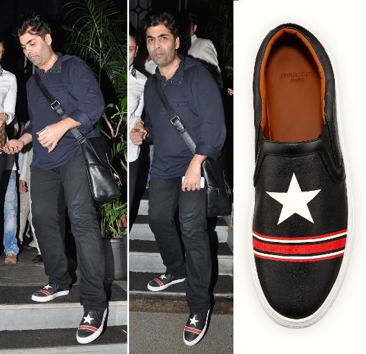 Karan Johar in Givenchy Star-print leather sneakers