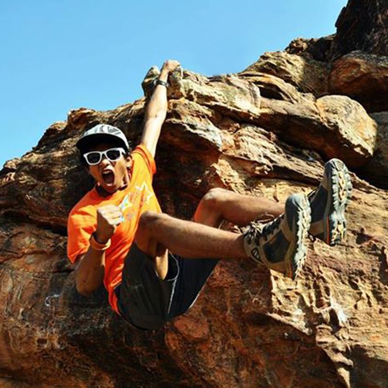 India's top climber Sandeep Kumar Maity hanging out in Hampi, Karnataka