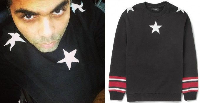 Karan Johar in Givenchy Star-Print Striped sweatshirt