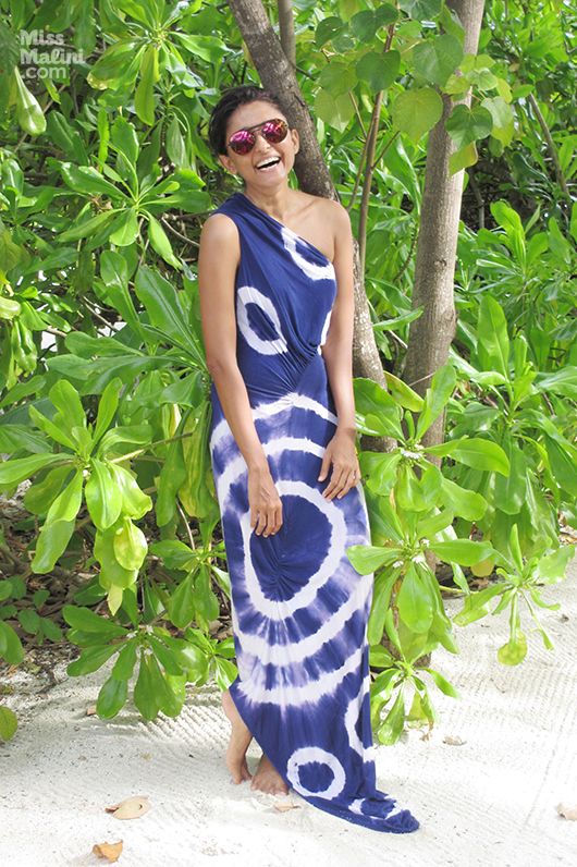 Ami Patel in a James Ferreira maxi dress