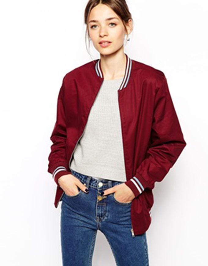 Pop Boutique Bomber Jacket With Varsity Trim - Asos