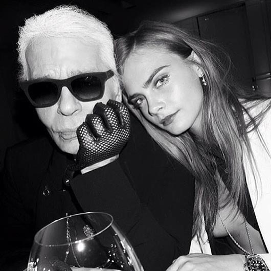 Cara Delevigne and Karl Lagerfeld