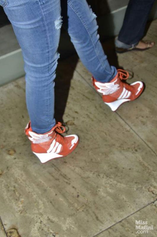 Alia Bhatt in Jeremy Scott for Adidas Wedge Sneakers