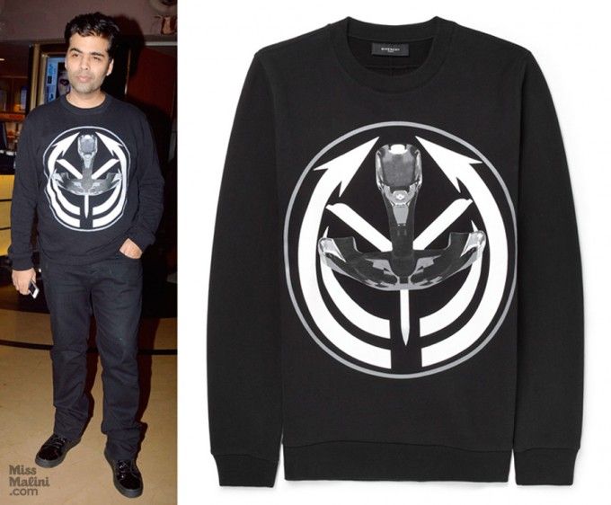 Karan Johar in the Givenchy Target-Print sweatshirt at a screening of 'Humpty Sharma Ki Dulhania'