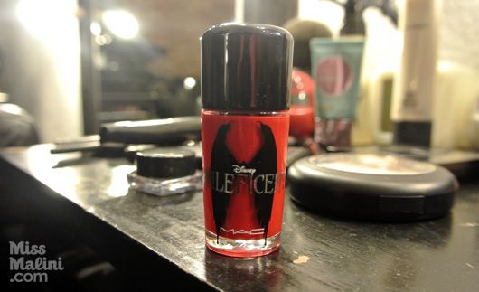 MAC's Maleficent Flaming Red nail polish