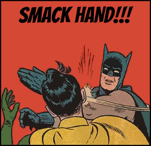 Batman smack-handing Robin