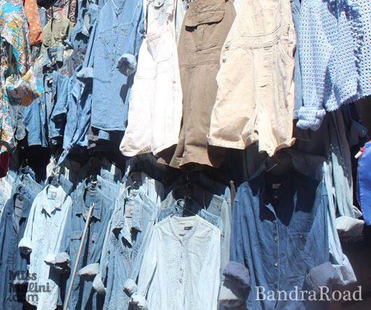 Denim shirts available at Sarojini Nagar, an open street market in Delhi.