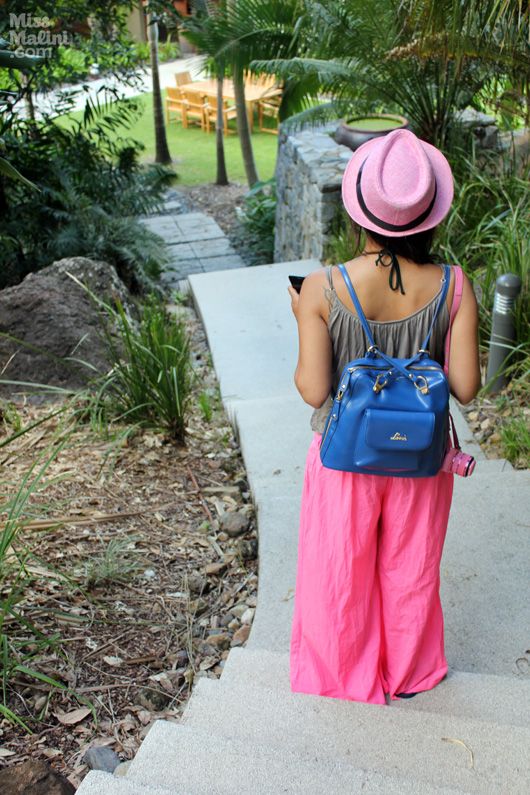 MissMalini rocks her Lavie sling backpack in Queensland