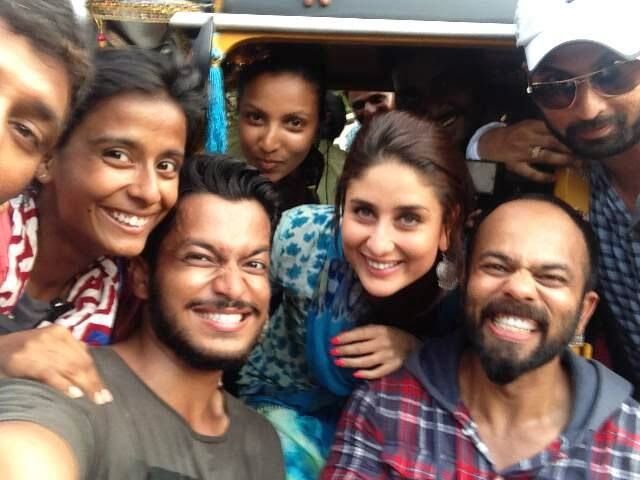 Kareena Kapoor on the sets of Singham Returns with Rohit Shetty