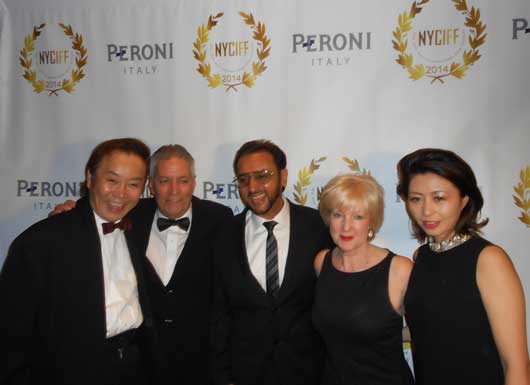 (L to R) Hiro Fujiki, Roberto Rizo(Founder-of NYCIFF), Caroline Johnson (President of Festival) & Joe Tatom
