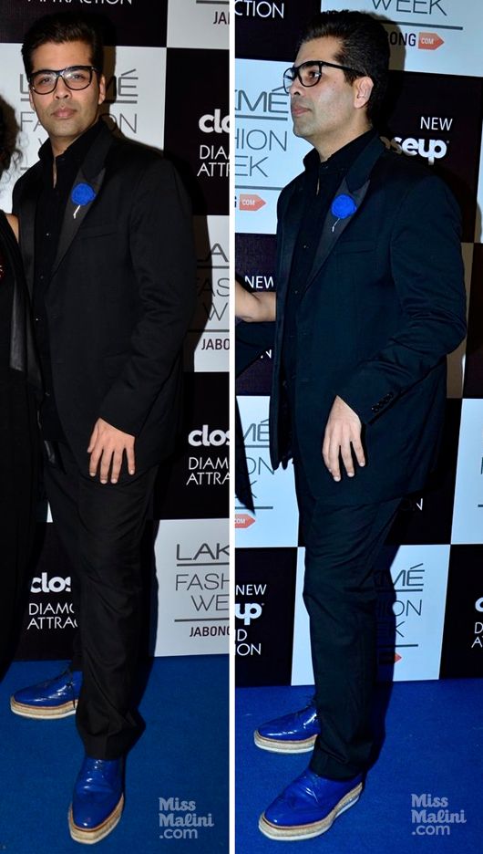 Karan Johar at Manish Malhotra's show during the Lakmé Fashion Week Winter/Festive 2014