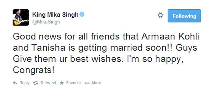 Mika Singh Tweet