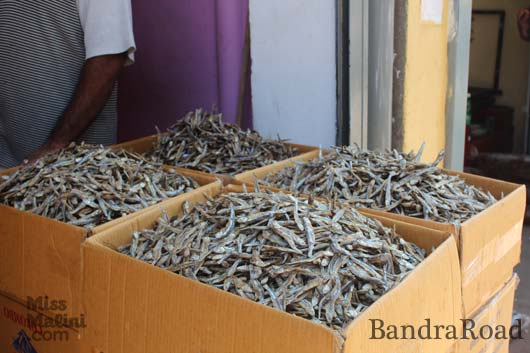 Vendors selling dried little salted fish, that are popular in Sri Lankan Cuisine