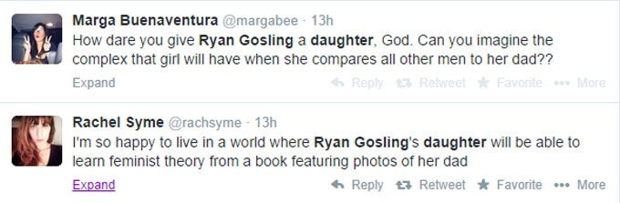 Ryan Gosling and Eva Mendes baby tweet
