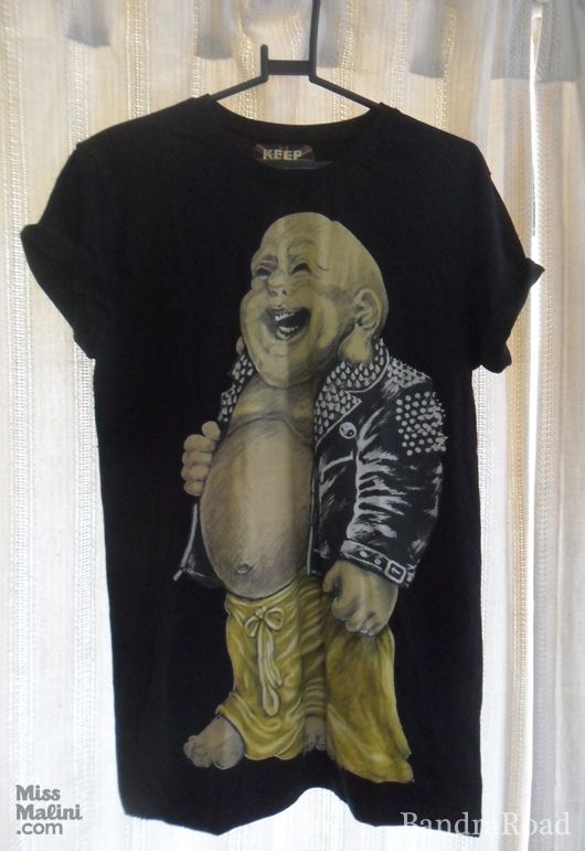 'Buddha in a biker jacket' tee from Shannon on Hill Road for ₹200 