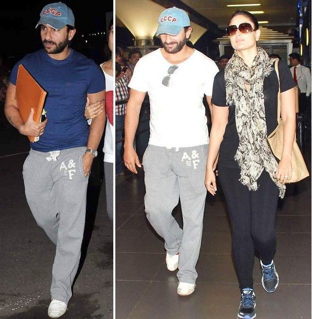 Saif Ali Khan & Kareena Kapoor at the Mumbai Airport