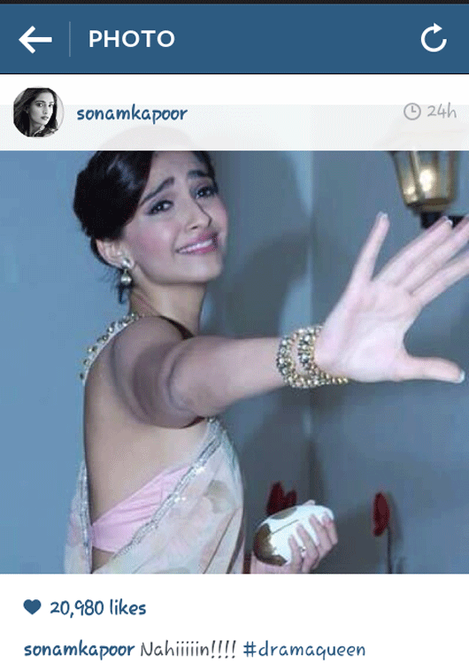 #Instapic Of The Day: Sonam Kapoor Is Being A Drama Queen!