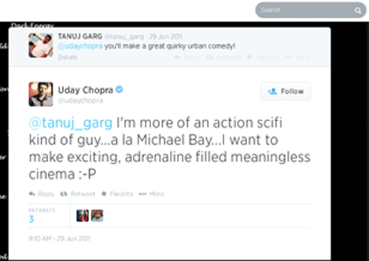 Screenshot from Uday Chopra' Twitter