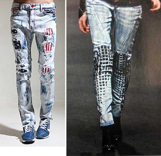 Studded or patched, rocker jeans are best in the skinny fit.