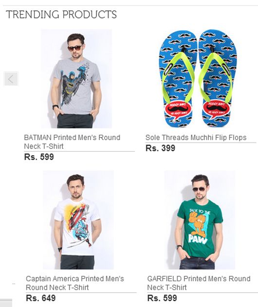 Trending products at the Fashion Store on Flipkart