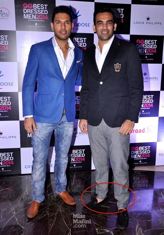 Yuvraj Singh and Zaheer Khan at the 2014 GQ Best Dressed Party