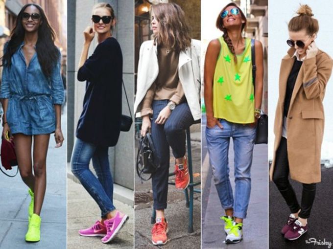 Sneakers add a cool tomboy chic element to your look. Colourfull sneakers like these add a fun colour pop and can make your outfit stand out (Pic | blog.repeatpossessions.com)