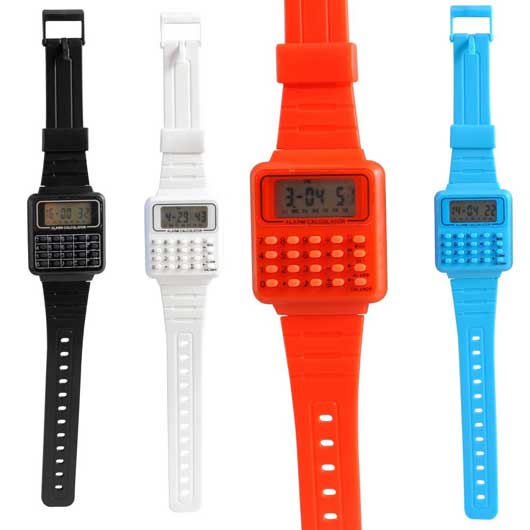 Candy coloured vintage calculator watches!