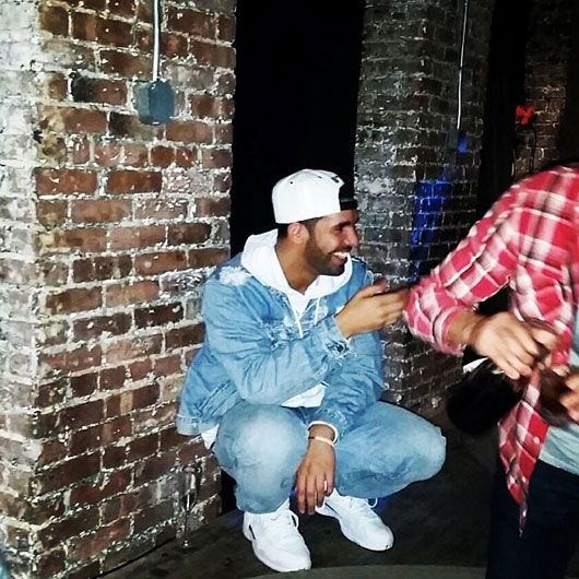 Drake's chilling in his denim on denim look. (Pic: @champagnepapi  on Instagram)