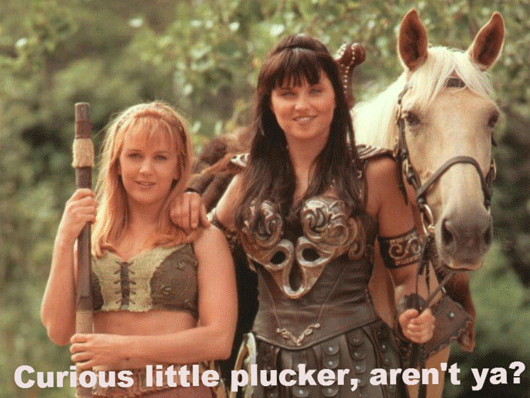 (right) Lucy Lawless as Xena the Warrior Princes