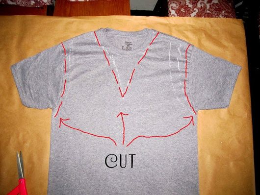 This is the front of the Tee -Cut along the red lines