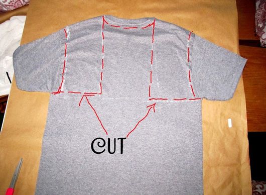 Back of the Tee – Cut along the red lines
