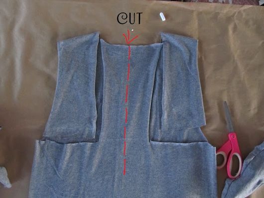 Back of the Tee – Cut down the middle of the back cut out-again follow the red line