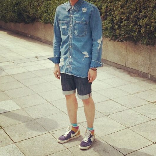 Team your denim shirts with denim shorts for the summer (Pic: lawshion88's Instagram)