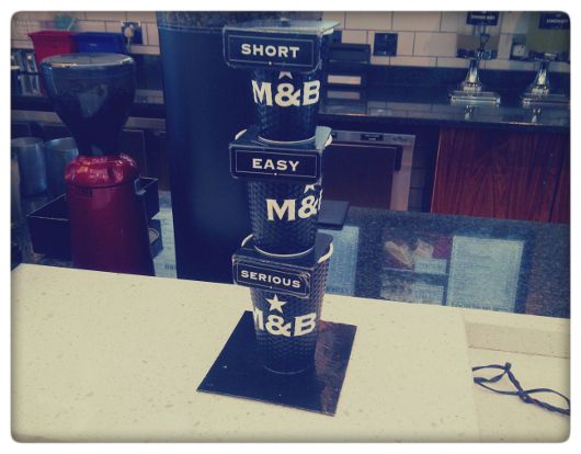 Interesting coffee sizes in M&B Coffee House in South Africa