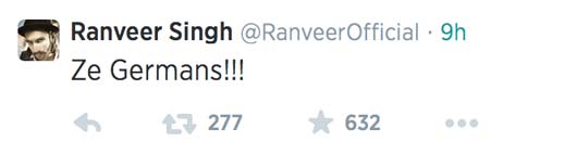 Ranveer Singh's tweet