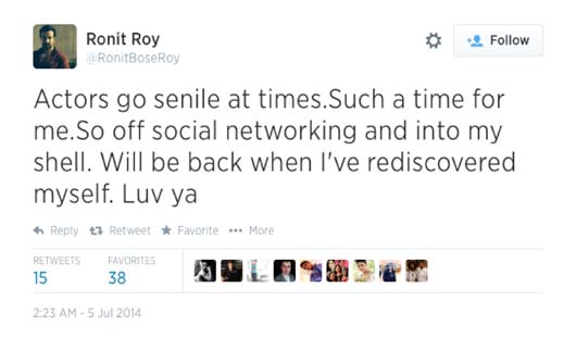 Ronit Roy's tweet
