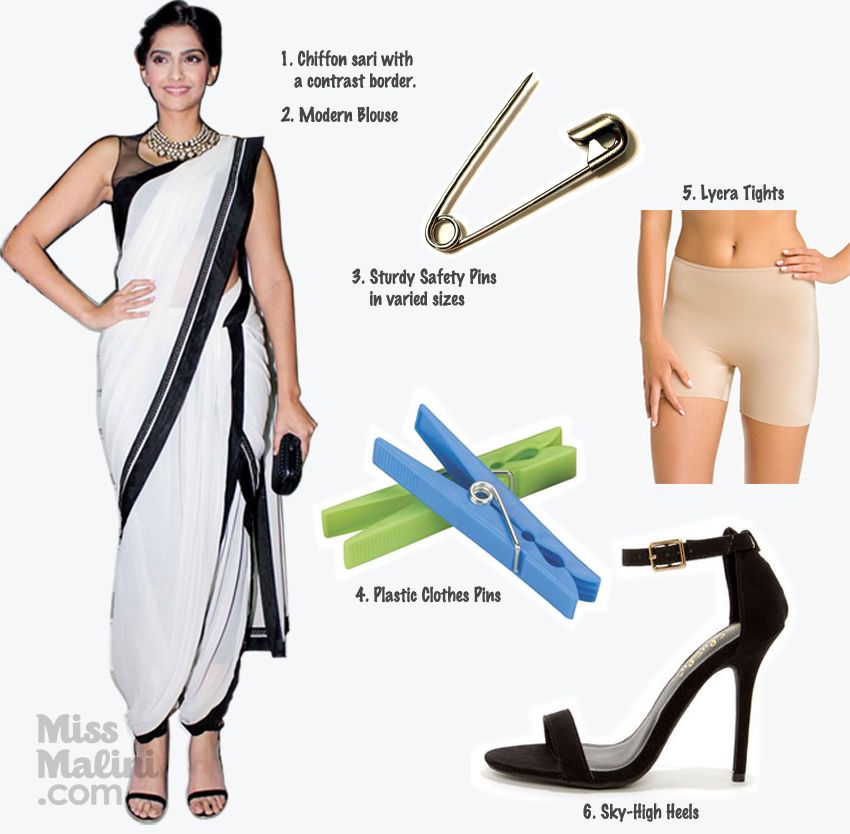 The Oomph Factor - Buy Black Sarees, Gold Clutches with Silver Heels  Scrapbook Look by yaathra