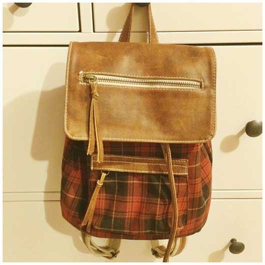 A plaid with leather backpack. If backpacks are your thing, you will love these. (Pic: @tinasweetheart on Instagram)