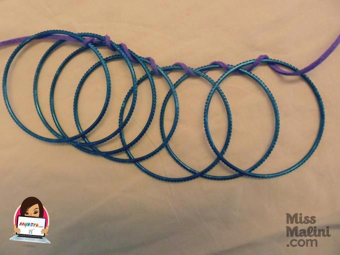 Bangles looped on a suede string