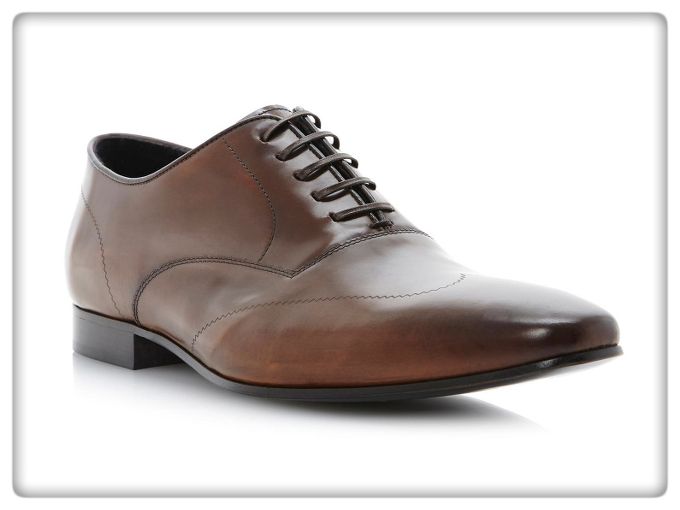 Dune Black ‘Aldershot’ Laser Etched Wingtip formal shoe in tan